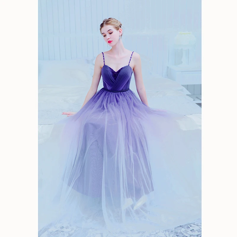 SSYfashion длинное фиолетовое вечернее платье без рукавов с градиентом, вечерние платья для банкета, выпускного, торжественные Платья Vestidos De Fiesta