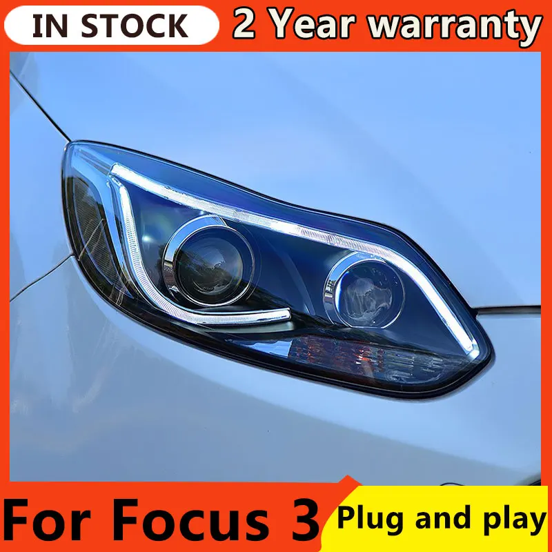 

Стайлинг автомобиля для Ford Focus фары 2012-2014 Focus светодиодный ные фары DRL Hid фары ангельские глазки Биксеноновые лучевые аксессуары