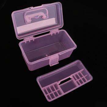 

Clear Plastic Art Supply Craft Storage Tool Box Case W Removable Tray Handle
