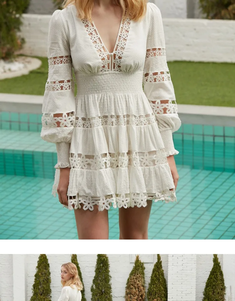EASYSMALL, женское летнее платье, модное, сексуальное, высокого класса, Vestidos, вечерние, повседневные, кружевные, с высокой талией, с длинным рукавом, с v-образным вырезом, платья