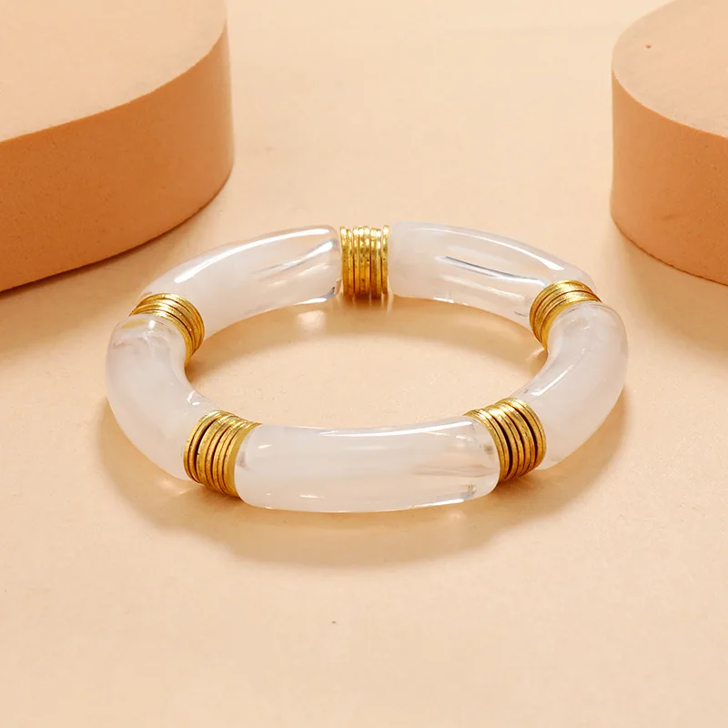 Bangle Bracelet Bilandi Retro Style Stretch Bracelet For Women Female Vintate Temperament Resin Acrylic Bracelet Modern Jewelry