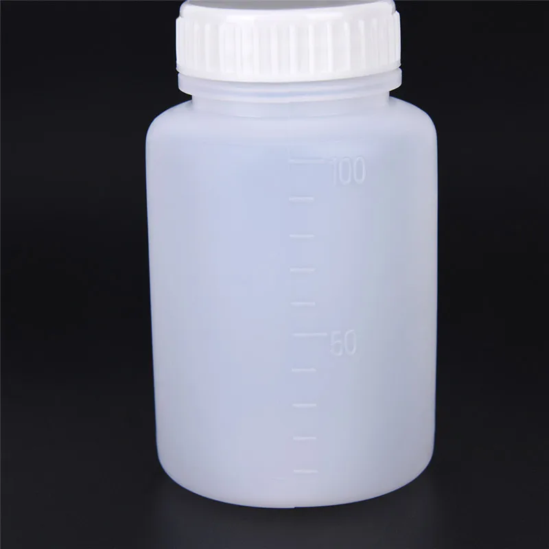 Plastic Measuring Cylinder 2 Pcs 100ml Clear Plastic Cylinder Shaped Chemical Storage Reagent Bottle