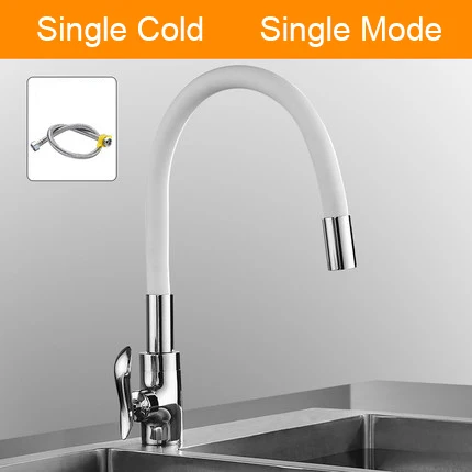 Senlesen Single Cold& Mixer Water Kitchen Faucet Silica Gel Nose Any Direction Rotating Torneira Cozinha Single Handle Tap - Цвет: cold 1-way