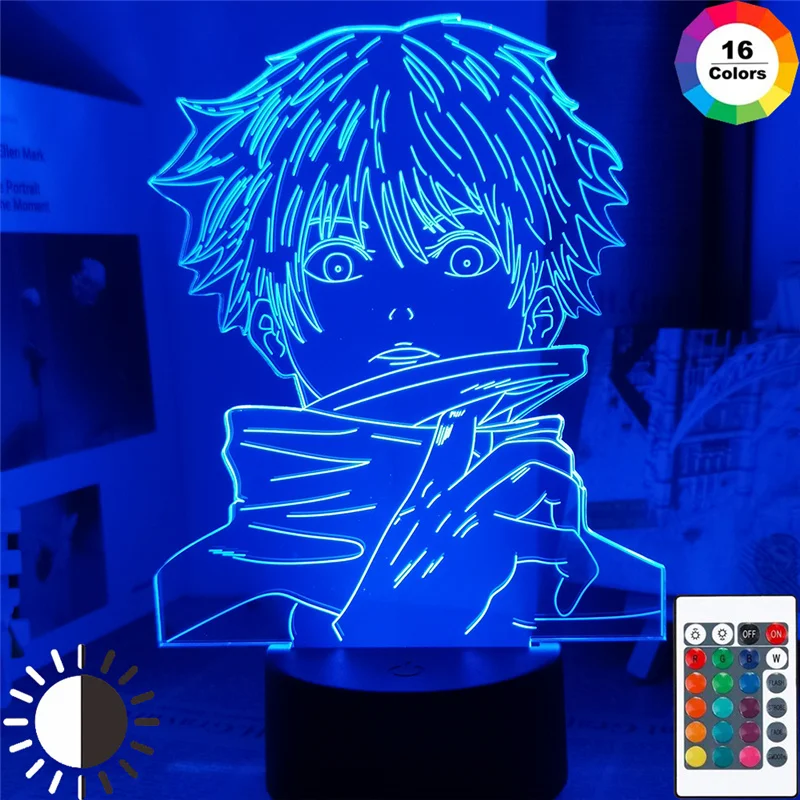 Fashion Anime Jujutsu Kaisen Led Night Light Yuji Itadori Gojo Satoru Acrylic Figure Stand Model 3D Lamp for Bedroom Desk Decor night lamp for bedroom