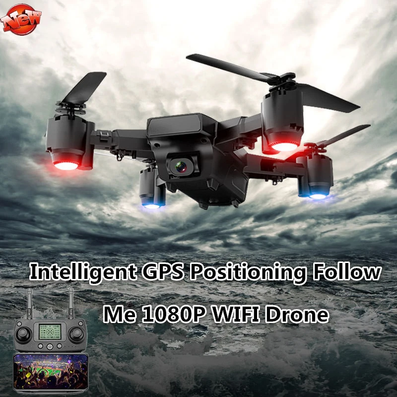 

Foldable Portable GPS Smart Follow Me RC Drone 5G 500M 18MINS 1080P Camera GPS Custom Route Return Outside Aerial RC Quadcopter