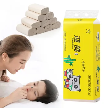 

10Rolls Toilet Paper Health Care 4 Layers Pattern roll toilet paper Natural Bamboo Pulp Roll paper in bathroom, paper towel