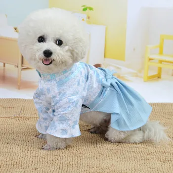 

Floral Print Plaid Bow Knot Dog Dress Summer Pink Flower Pet Clothes For Small Chihuahua Cat Bow Knot Princess Dress#0812g30