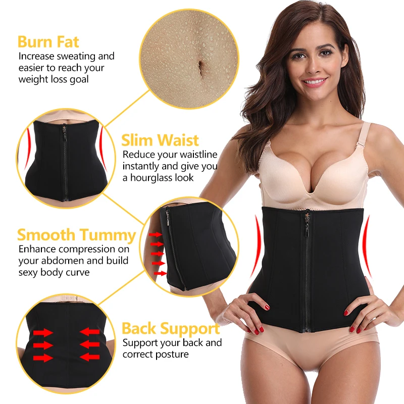 Neoprene Sweat Sauna Waist Trimmer Belt Body Shaper Waist Trainer Corset Fat Burning Fajas Colombianas Tummy Control Shapewear Waist Cinchers Aliexpress