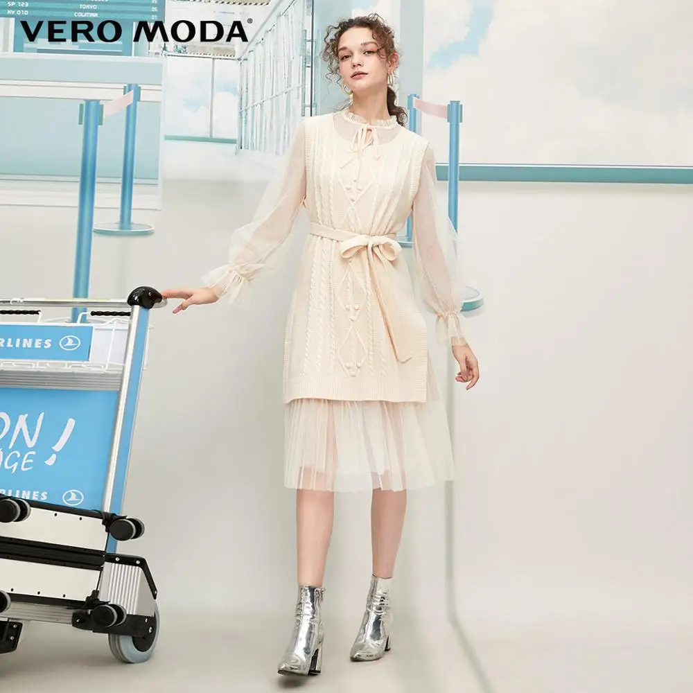 Vero Moda женское трикотажное шифоновое платье с рукавами-фонариками | 319446547 - Цвет: C16 Silky pink