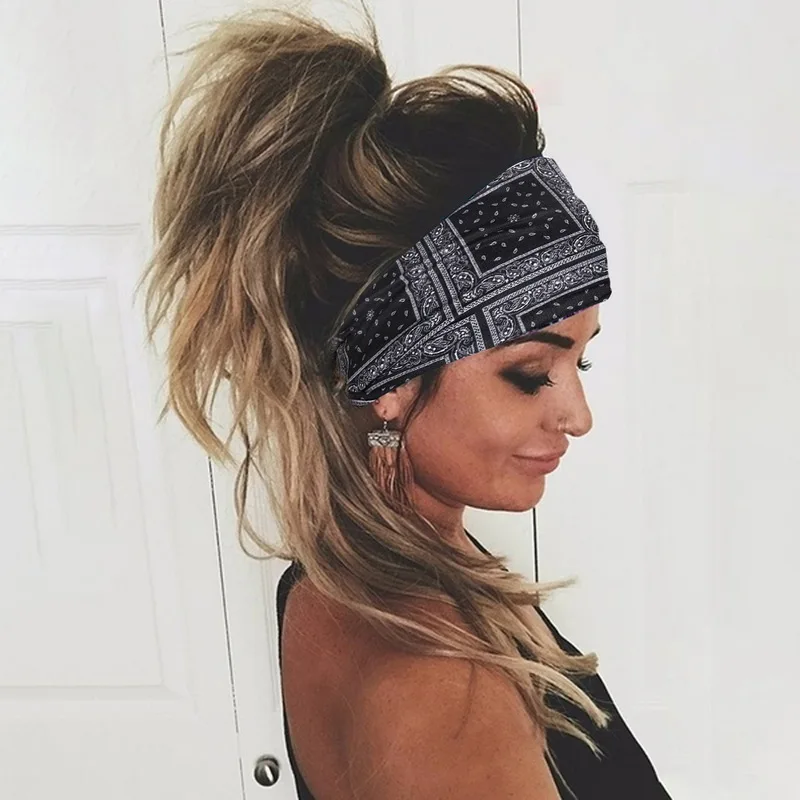 Women Headpiece Stretch 2021 Turban Hair Accessories Headwear Run Bandage Print Bands Gym Headbands Running Wide Headwrap Jogger