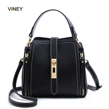 

2020 Fashion Black Female Messenger Bag Luxury Genuine Leather Handbag All-Match Shoulder Bags