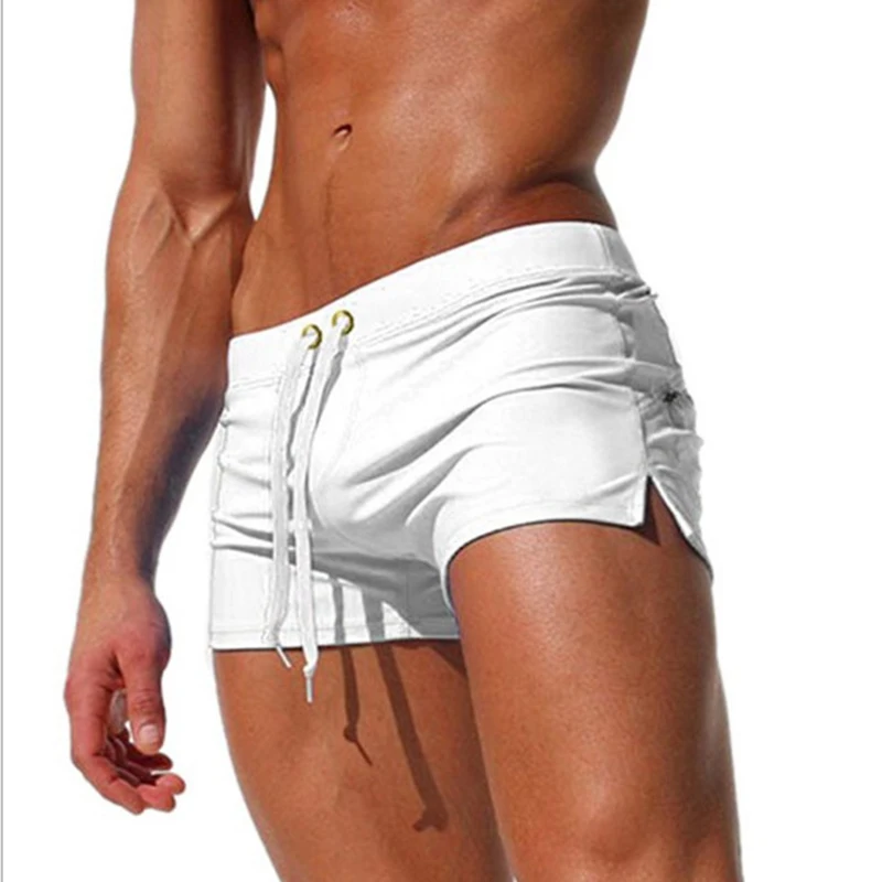 7 цветов одежда для плавания для мужчин летний купальный костюм Maillot De Bain купальные костюмы для мальчика шорты Боксеры плавки для плавания Surf Banadores mayo sungas - Цвет: Белый