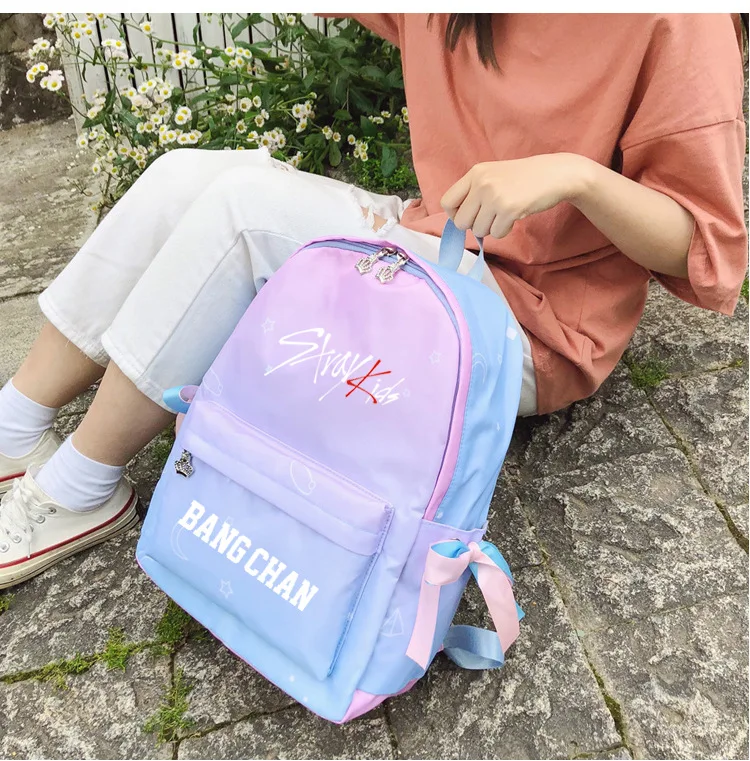 1 шт. Kpop бродячий Детский рюкзак розовый синий градиентный цвет водонепроницаемый студенческий рюкзак школьный креативный бродячий детский kpop поставки милые
