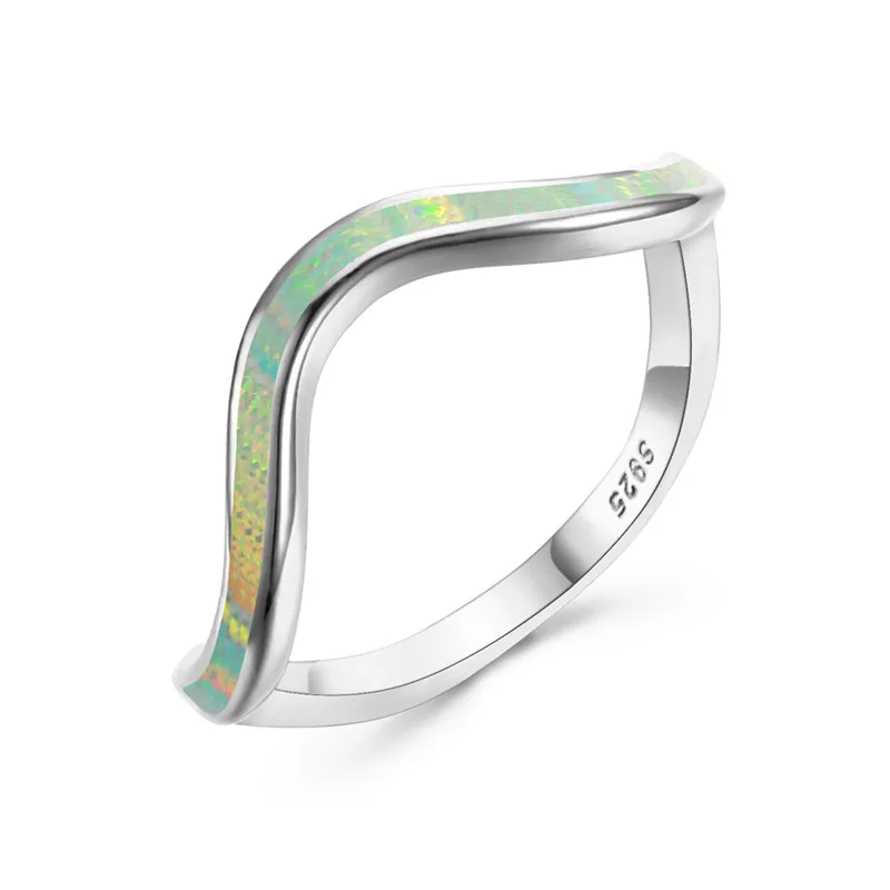 Silver White Opal Женское кольцо Boho с голубым белым огненным опалом, 925 пробы, серебряное, розовое золото, обручальные кольца для женщин, обручальное кольцо для помолвки - Цвет основного камня: Silver White Opal