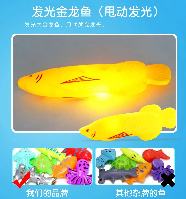 Large Fishing Pool Children Magnetic Kitten Fishing Toys 1-6 a Year of Age GIRL'S And BOY'S Play with Water Fish Catching Toy Se