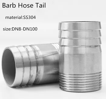 

304 1/4‘’-4‘’stainless steel round pipe wire buckle leather joint Barb Hose Tail leather pipe Male Thread Pipe Fitting Connector