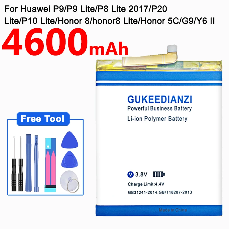 Аккумулятор GUKEEDIANZI HB366481ECW 4600 мАч для huawei p9/p9 lite/honor 8/p10 lite/y6 II/p8 lite /p20 lite/p9lite аккумулятор+ инструмент