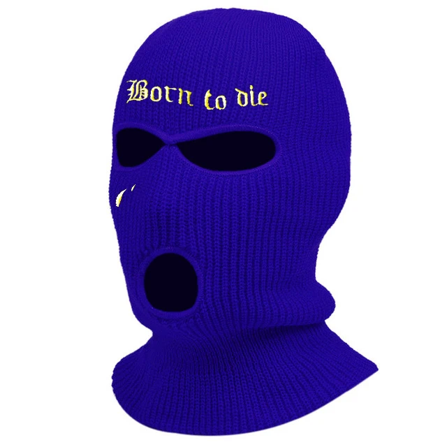 Fashion Limited Embroidery Ski Mask Born To Die Army Tactical Mask 3 Hole Full Face Mask Winter Hat Balaclava Cycling Mask orange skully hat Skullies & Beanies