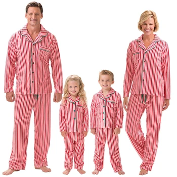 

2019 Christmas Family Matching Outfits Father Mother Daughter Son Clothes set Xmas Striped Top Pants Pajamas Festival Party Wear