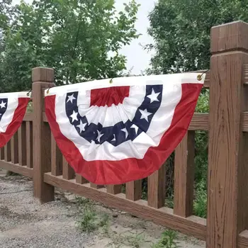 

Pleated Fan Flag American Patriotic Bunting with Stars 45x90cm Outdoor and Brass Stripes Grommets Decoration E8V4