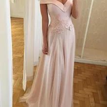 Элегантное платье для выпускного вечера ТРАПЕЦИЕВИДНОЕ с открытыми плечами с коротким шлейфом жемчужное розовое Тюлевое платье для выпускного вечера с аппликацией для вечерние платья