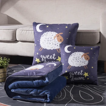 

Pillow Quilt Dual-purpose Backrest Pillow for Bed Coral Plush Car Sofa Cushion Office Air Conditioning Blanket Cojin Gift FK182