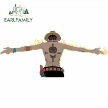 EARLFAMILY 13cm x 5.6cm One Piece Ace Car Accessories Sticker JDM Polyethylene Door Protector Sunscreen Waterproof Cartoon