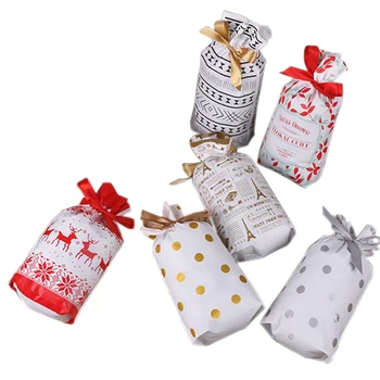 

25Pcs Creative Cookie Candy Bags Birthday drawing String bag Christmas Holloween Valentine's Day Party Snack Gift Bag Packaging