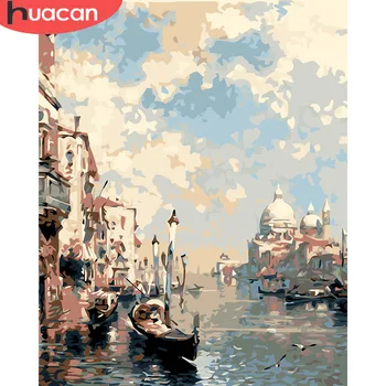 

HUACAN Painting By Numbers Venice Scenery DIY Oil Coloring By Numbers Landscape Canvas Painting Living Room Art Pictures