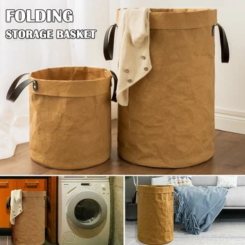 

Collapsible Laundry Basket Tall Round Hamper Storage Bag with Handle Durable for Toy Clothes @LS