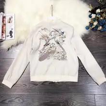 Зима коллекция для европейских и американских женщин длинный рукав Тяжелая птица вышивка модное одноцветное пальто