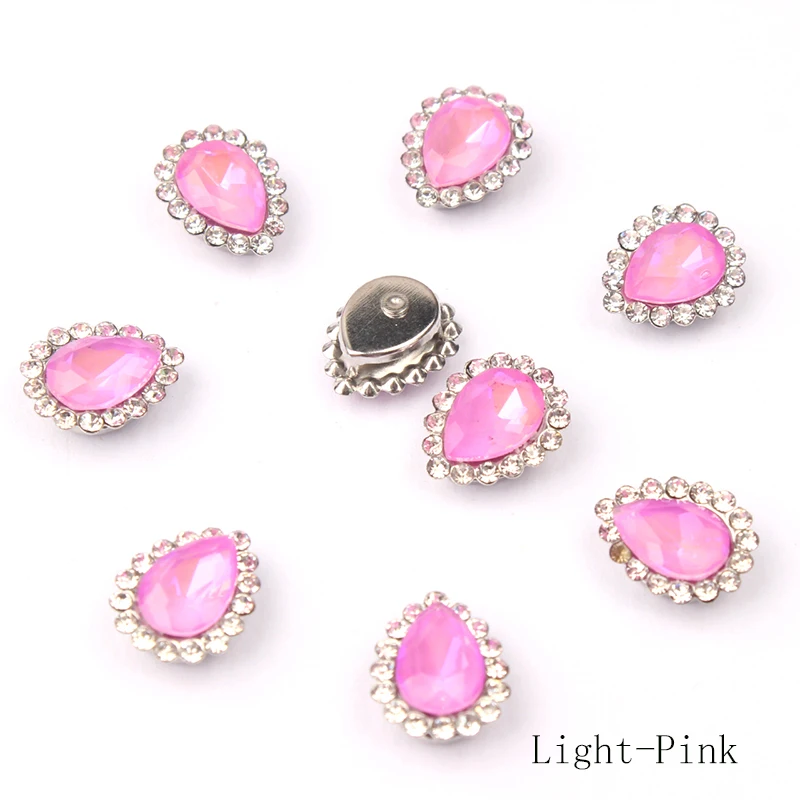 Light Pink Дизайн ногтей в форме капли стразы серебро коготь основа инкрустированные мокко 7X10 мм DIY Одежда обувь и шляпы украшения для ногтей - Color: Light Pink