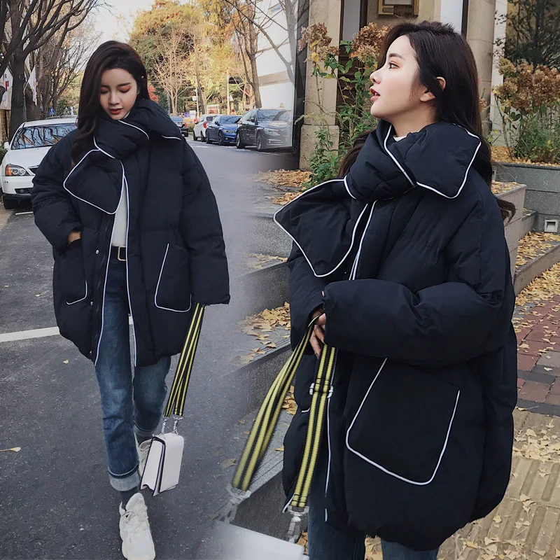 

Photo Shoot down Jacket Cotton-padded Clothes Coat Women's Korean-style 2019 New Style Thick Cotton-padded Jacket Winter Mid-len