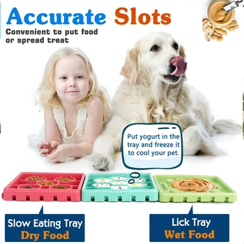 

4pcs Slow Eating Feeder set Dogs Puzzle Bowls Pet Cats Feeding Dishes Puppy Kittens Anti-Slip Licking Mat For pet bathing D30