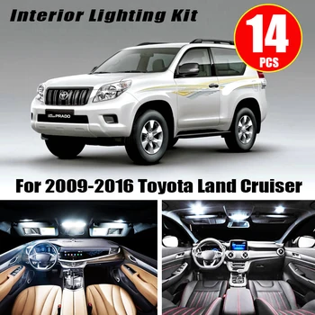 

14pcs White No Error LED Light Bulbs Kit For 2009-2016 Toyota Land Cruiser/Land Cruiser Prado Interior Map Dome Door Step Light