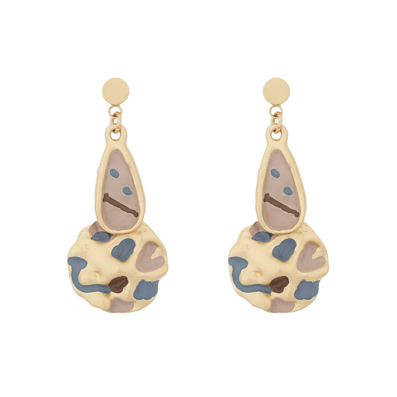 

Wantobuy Personalized Fashion dangle Earrings for Women Girls Metal Copper Silver Post Painting Charm Earrings 2019 Oorbellen