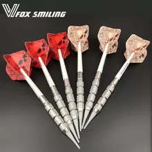 Fox Smiling 6 шт. профессиональные электронные дартс с мягким наконечником 18 г 15 см Дартс с нейлоновым легированным валом с белым рисунком черепа