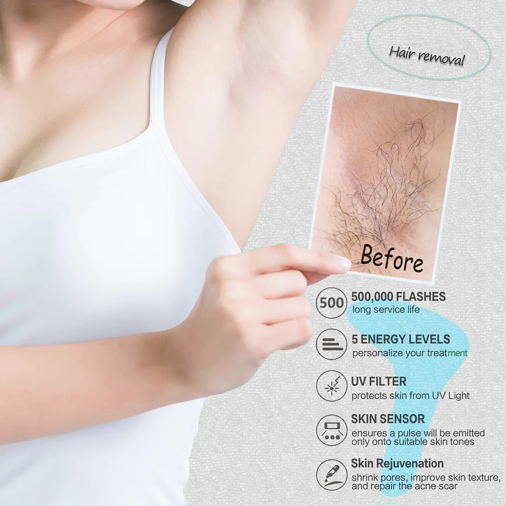 

Permanent IPL Epilator Device Pulsed Light Technology Hair Removal Safe Painless Multifunctional 5 Gear LCD Smart Hair Removal