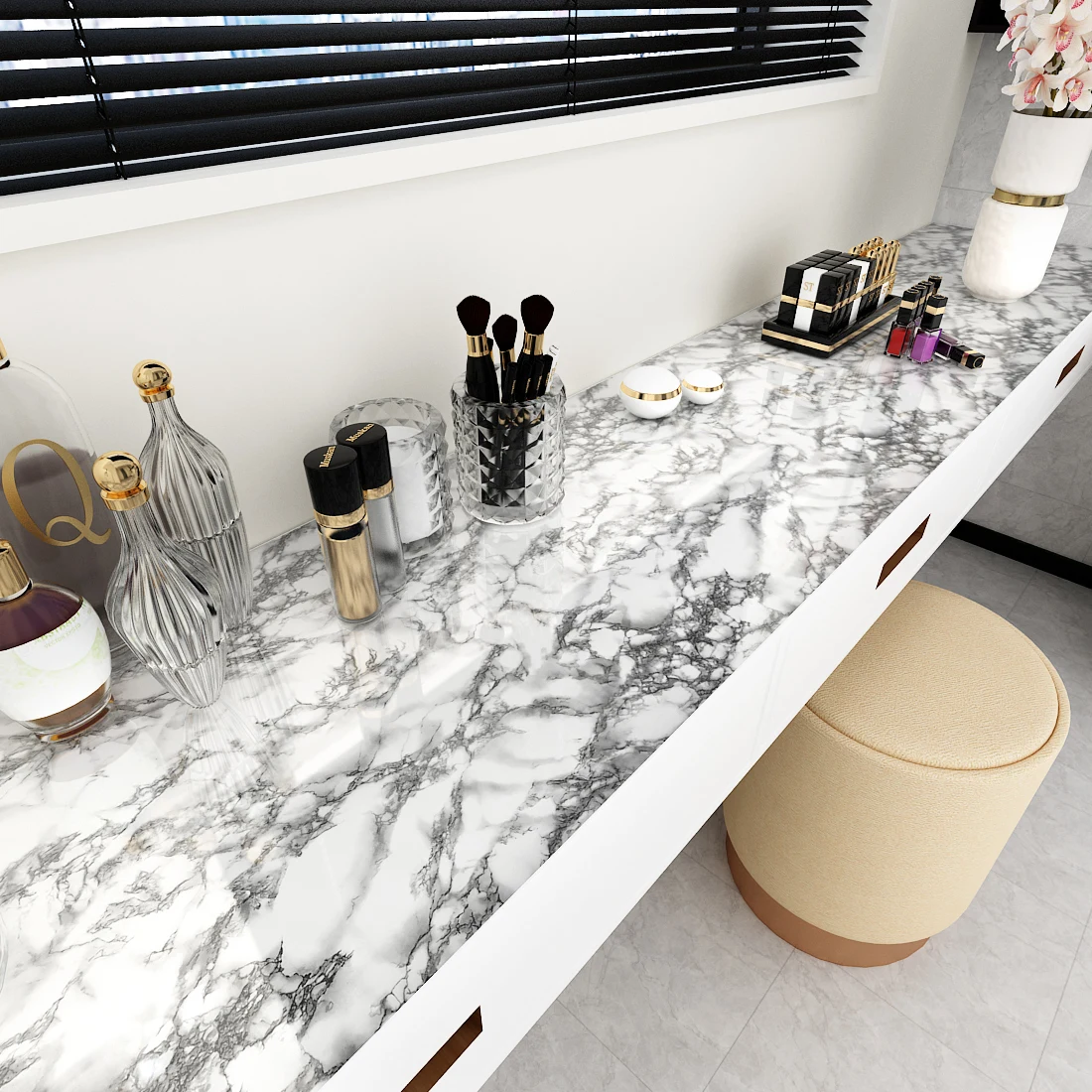 1M/2m Marble Waterproof Countertop Wall Stickers Vinyl Self Adhesive Wallpapers Decorative Film Kitchen Cabinets Contact Paper