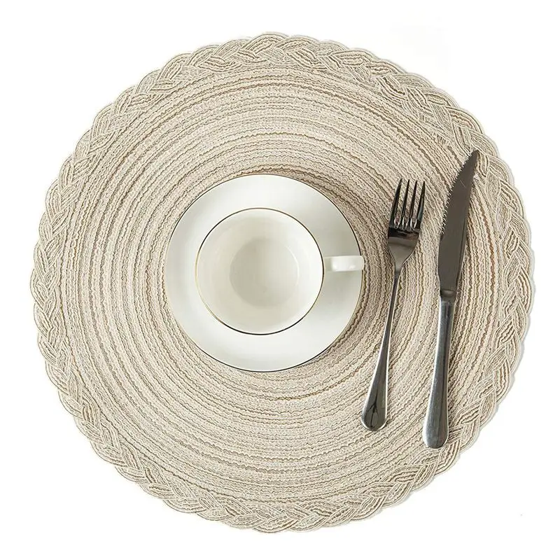 

Indoor & Outdoor Round Woven Placemat, Set of 6 Perfect for Fall, Dinner Parties, BBQs, Christmas Parties and Everyday Use