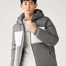 SEMIR пуховик мужской Зимний короткий толстый с капюшоном контрастный цвет одежда куртка цветное пальто с принтом