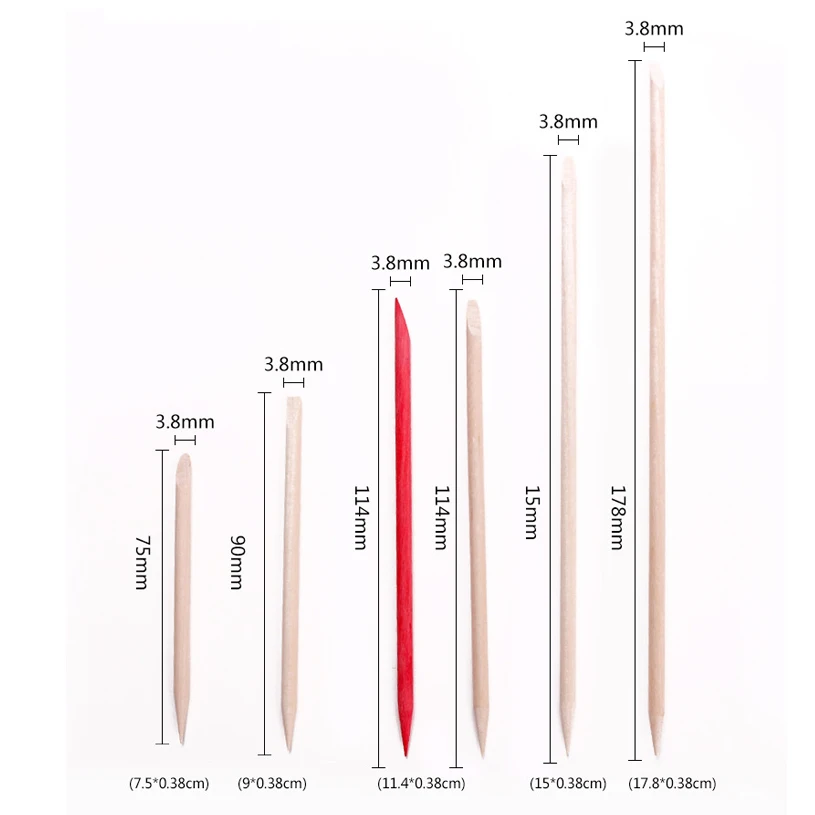Orange Wood Sticks for Cuticle Pusher Cuticle Remove Tool Manicure Pedicure Care 3 Different Sizes 10/50/100Pieces/Set for Nails nail manicure sticks