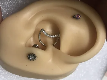 

3pcs/set stainless steel brass Moon daith earring trinity ball opal crystal labret tragus Stud Helix Piercing Body Jewelry Women
