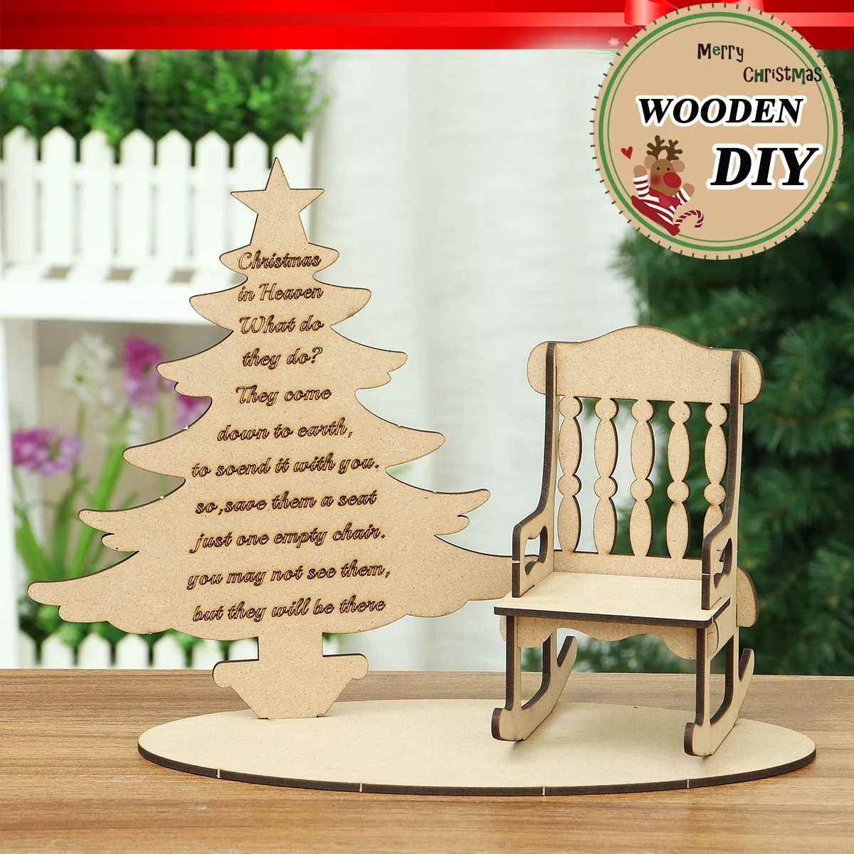 

30x20x30cm DIY Wooden Christmas Tree Decoration Ornaments Xmas Tree Chair Desk Table Decor Pendants Christmas In Heaven Kid Gift