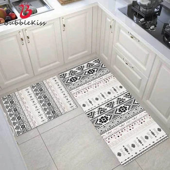 

Bubble Kiss Ethnic Style Long Kitchen Carpet Black And White Printing Living Room Area Carpet Foldable Bedside Decorative Rugs