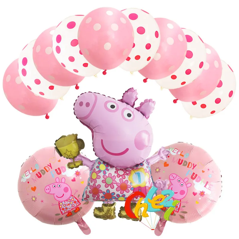 Style 6 13 шт. PEPPAPIG Фольга воздушные шары Детский наряд для дня Рождения вечерние украшения Дети шары Для мальчиков и девочек душ гелия точка латексные воздушные шарики, детские игрушки - Цвет: Style 6