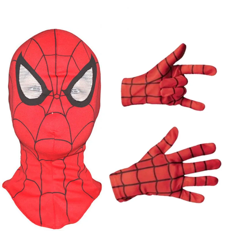 Аниме Marvel костюм Человека-паука маска 3D маски перчатки Супергерои для косплея