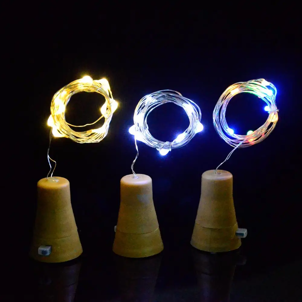 10PCS 1M 2M solar cork LED string copper wire string festival outdoor fairy tale lamp party wedding decoration wall lamp