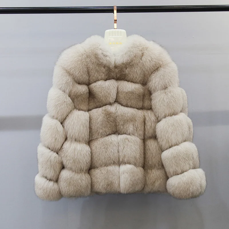 beige Пальто женское зимнее пальто Женская куртка из натурального Лисьего меха стоячий воротник женская натуральная в меховой верхней одежде настоящая цена femme верхняя одежда - Цвет: beige