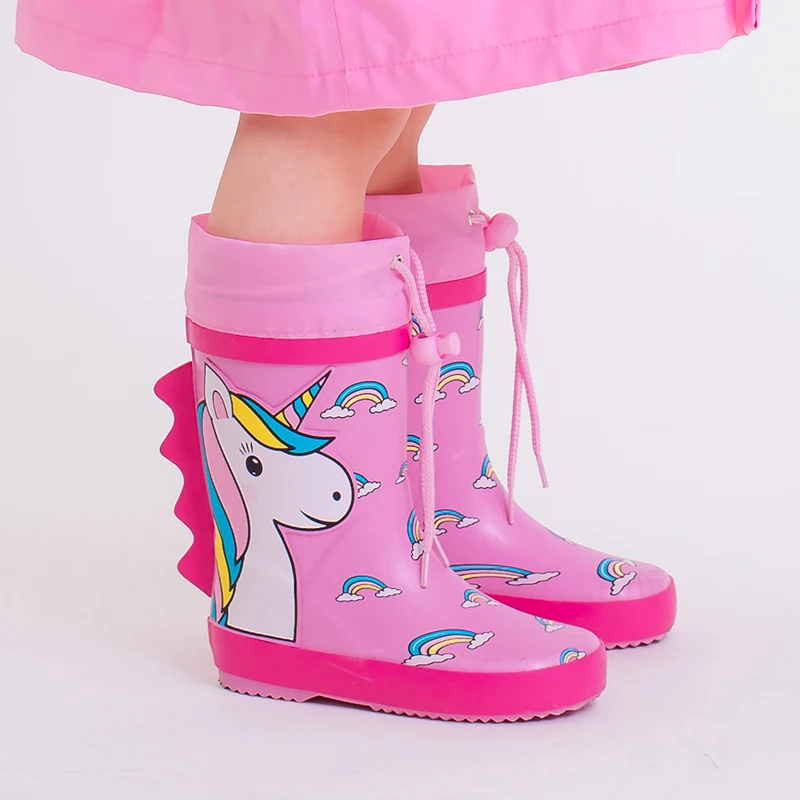 Детская непромокаемая обувь; Модные непромокаемые сапоги; водонепроницаемые резиновые ботинки на резиновой подошве для мальчиков и девочек с рисунком
